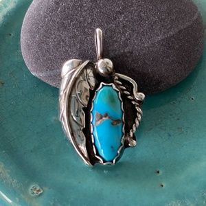 Vintage Sterling & Turquoise Pendant, Artist Russell Toledo Navajo